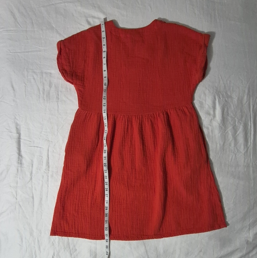 Universal Thread Orange Gauze V‑Neck Short Sleeve Dress - Picture 4 of 7